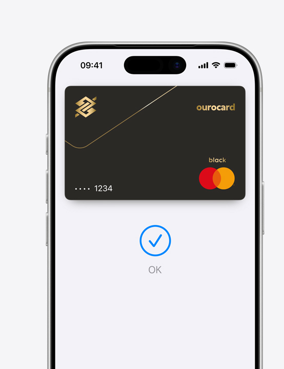 Parte da tela do iPhone mostrando o Mastercard sendo usado no Apple Pay