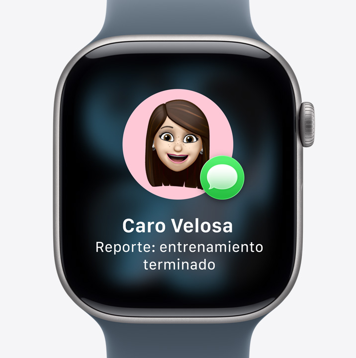 Apple Watch Series 11, notificación de Reporte que avisa que una amiga terminó su entrenamiento.