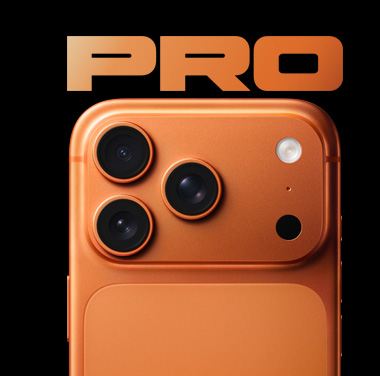 A back view of the top third of an iPhone 17 Pro in Cosmic Orange showing all three 48MP cameras.