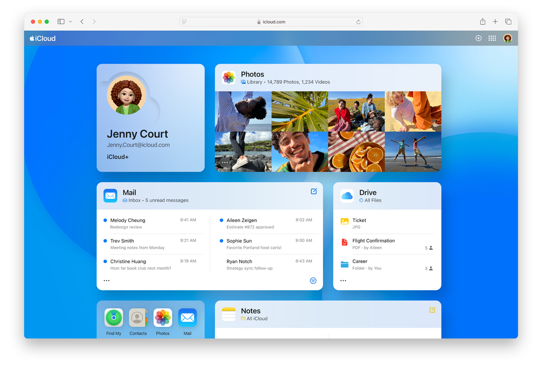 Display mit iCloud.com