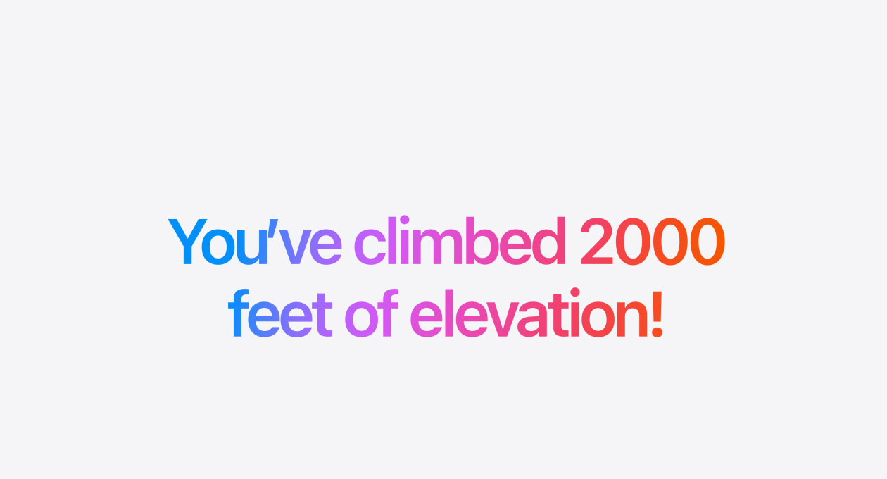 You’ve climbed 600 metres of elevation! to illustrate Workout Buddy
